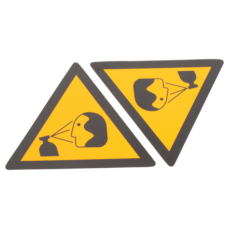 2 Pcs Face Masks Sticky Splashing Sign Self Adhesive Caution Pp Warning