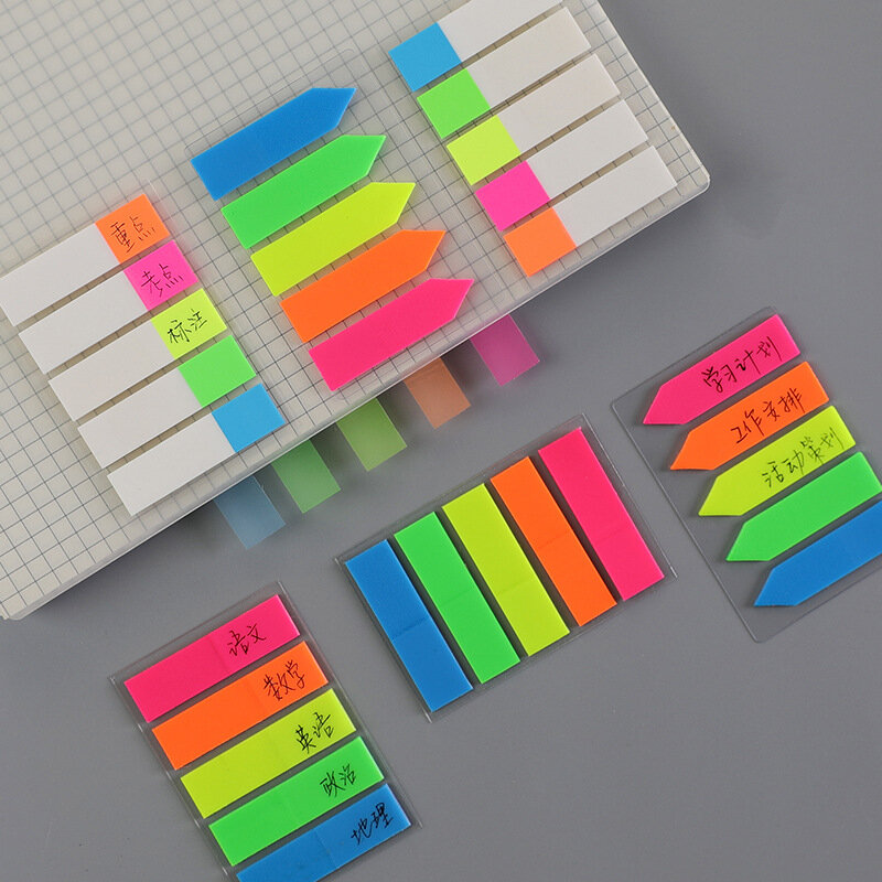 Colore fluorescente Memo Pad note adesive autoadesive segnalibro adesivo scolastico forniture per ufficio Memo Point Marker Flags