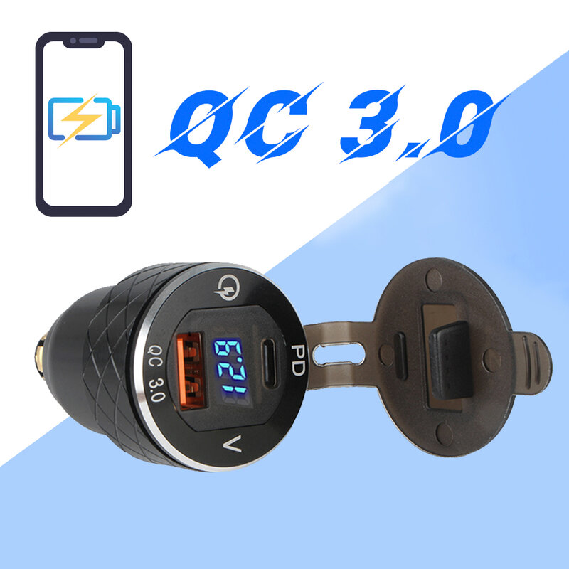 Adaptor daya soket steker Hella DIN pengisi daya USB Tipe C 3.0 pengisian cepat untuk BMW R1200RT F650GS F750GS F850GS F800GS C600 R1250GS