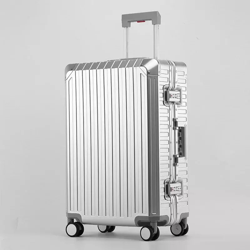 모든 알루미늄 마그네슘 합금 유명 수하물 알루미늄 여행 가방, 금속 트롤리 케이스, 범용 휠 암호 탑승 가방