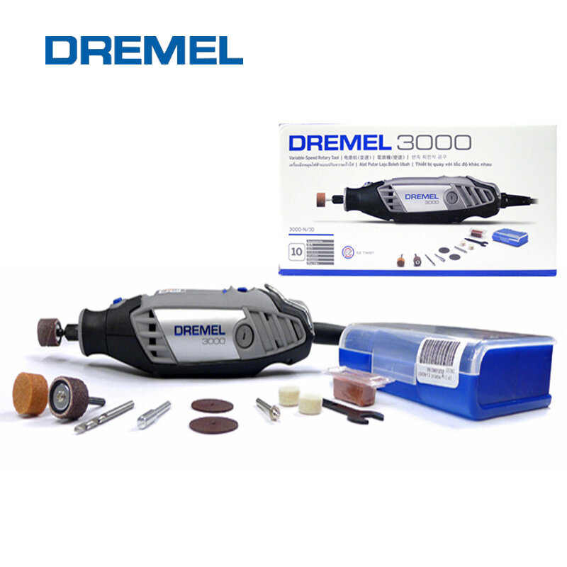Вращающийся инструмент Dremel 3000 1/10 с переменной скоростью, 1 комплект и 10 аксессуаров для резьбы по дереву и металлу, полировки и шлифовки