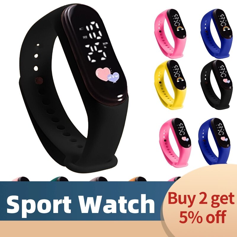 นาฬิกาข้อมือวัยรุ่นหญิงมีแฟลชกันน้ำสำหรับเด็กนาฬิกาข้อมือซิลิโคน Jam Tangan Digital LED สำหรับเด็กชายกีฬานาฬิกาผู้หญิง