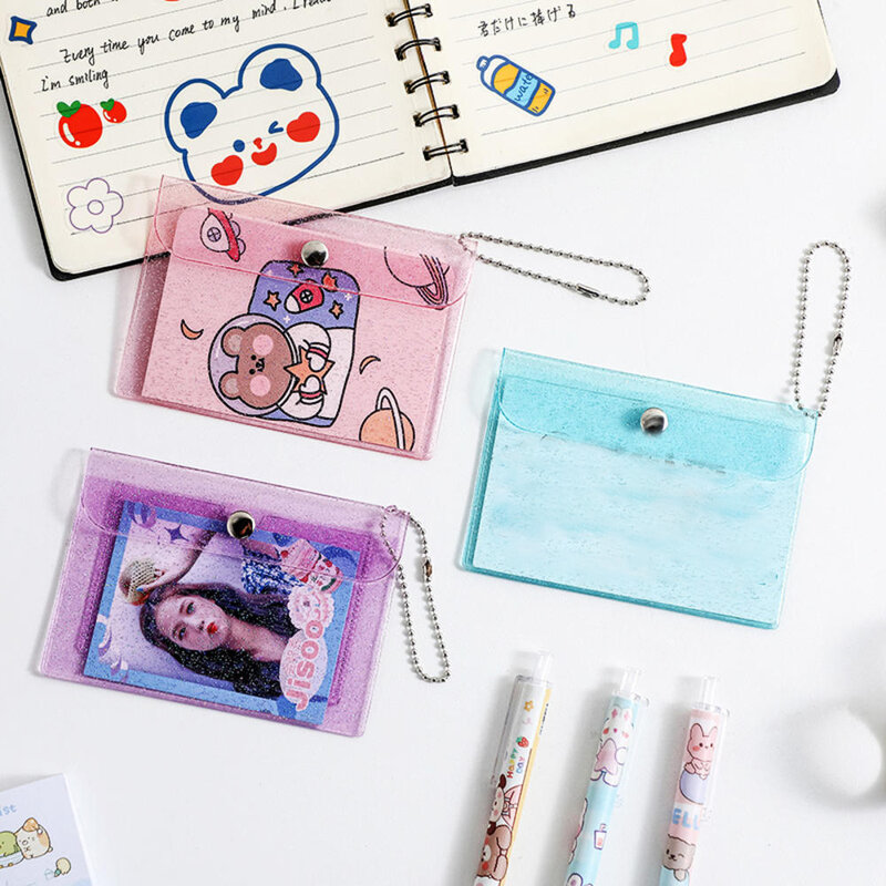 여성용 투명 방수 PVC 신용카드 홀더 지갑, 패션 명함 지갑, 남성 ID 카드 지갑, 소녀 동전 지갑 가방