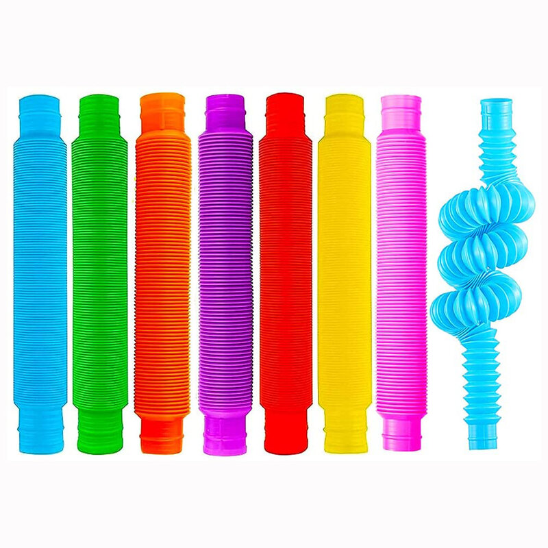Grandes tubos pop brinquedo sensorial para crianças e adultos, Fidget brinquedos, estresse e alívio da ansiedade, Toddlers Stretch Tube, 8 pacotes