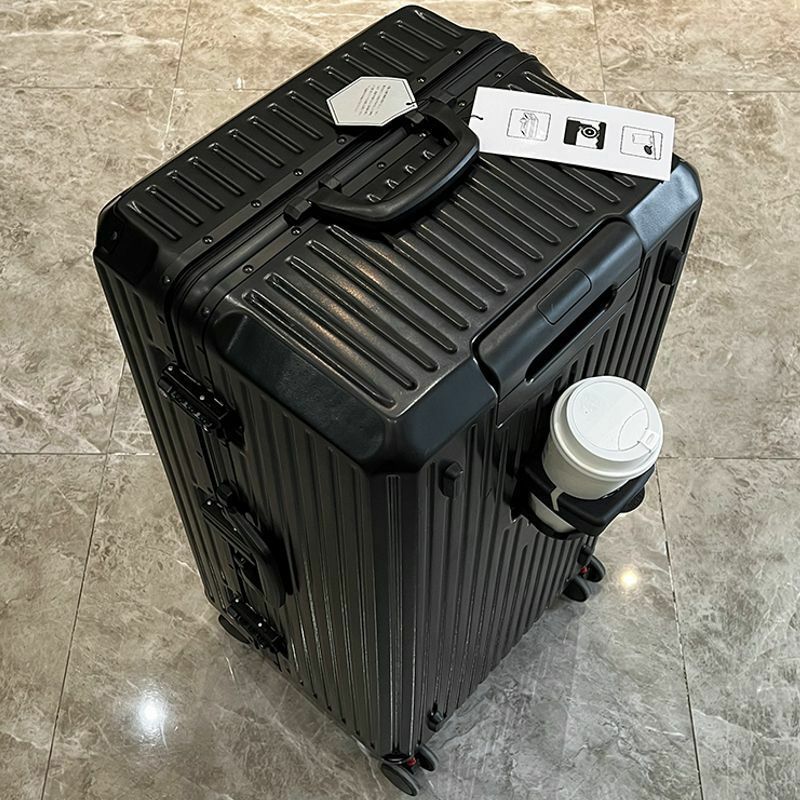 Grande Capacidade de Viagem Bagagem Quadro De Alumínio Suitcase puxar haste Caso 24/28/32 "com caixa de Combinação Caso Titular Copo Viagem