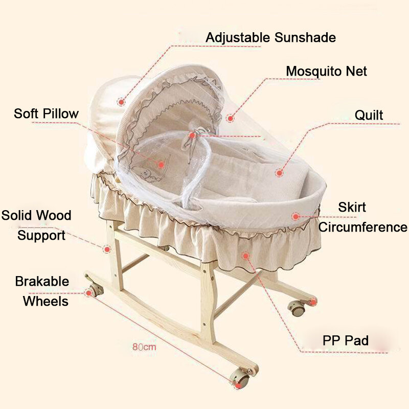 Cesta tejida portátil para bebés, precio de fábrica, venta al por mayor