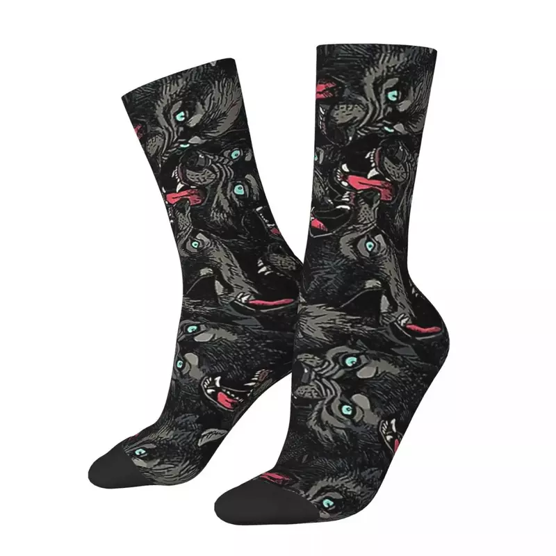 Носки с рисунком волка, поглощающие пот чулки Харадзюку, всесезонные длинные носки, аксессуары для мужчин и женщин, подарки