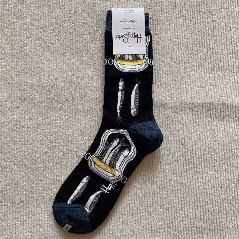 Happy Socken neue Mid Tube Socken Herren klassische Sport Socken aus reiner Baumwolle Größe 41-46