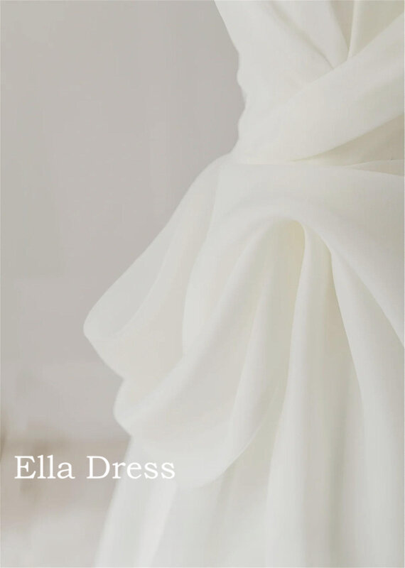 فستان زفاف من الأورجانزا ذو طيات من Ella ، على شكل حرف a ، أميرة الإمبراطورية ، فستان زفاف أنيق من التل ، أنيق وفاخر ، رومانسي