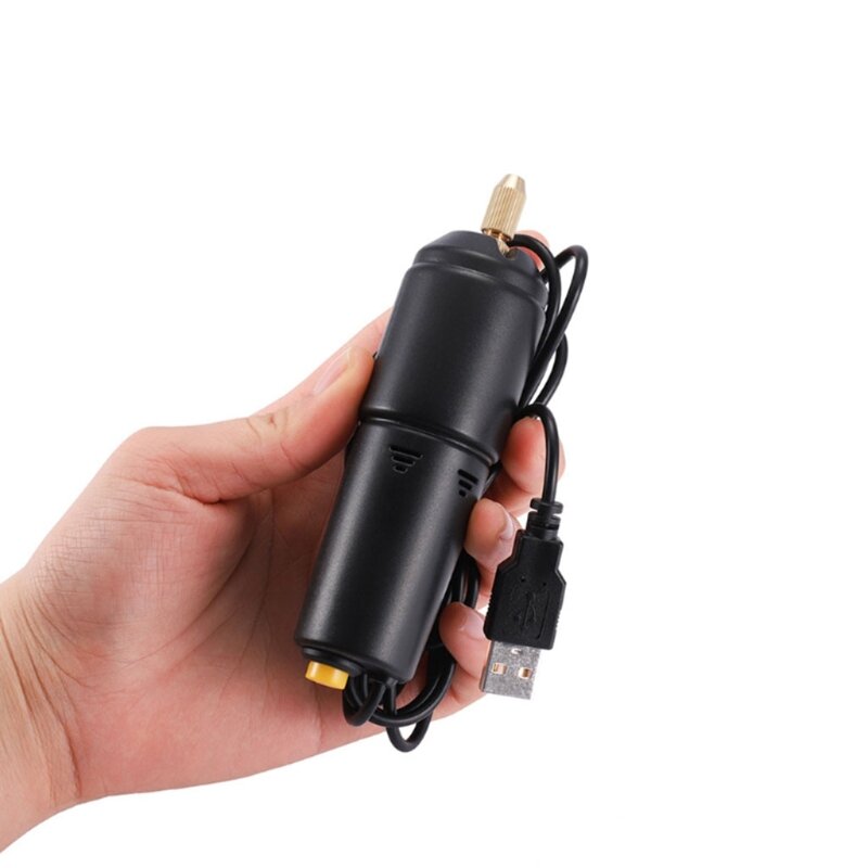 Mini taladro eléctrico USB negro tipo 360, Mini taladro eléctrico perforado con perlas cristal epoxi para fabricación
