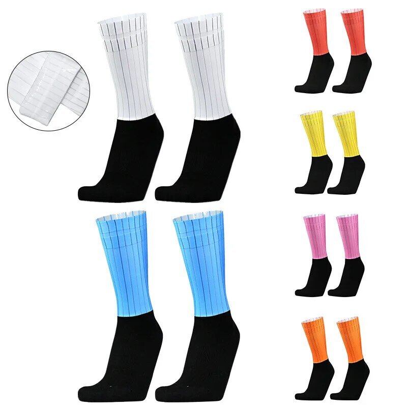 2024 Pro Team Aero Colorblock новые носки, Нескользящие силиконовые велосипедные носки, мужские велосипедные бриллиантовые носки