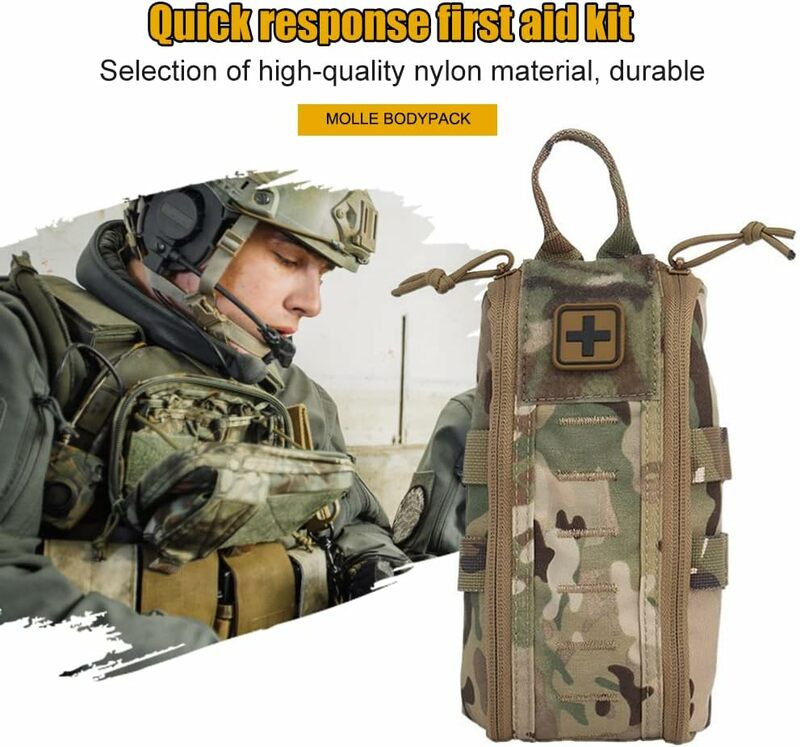 Tactical First Aid Kit Pouch  MOLLE Waist Belt Bag  Hunting Vest Outdoor Camping Pack  Quick Response Tool Pack