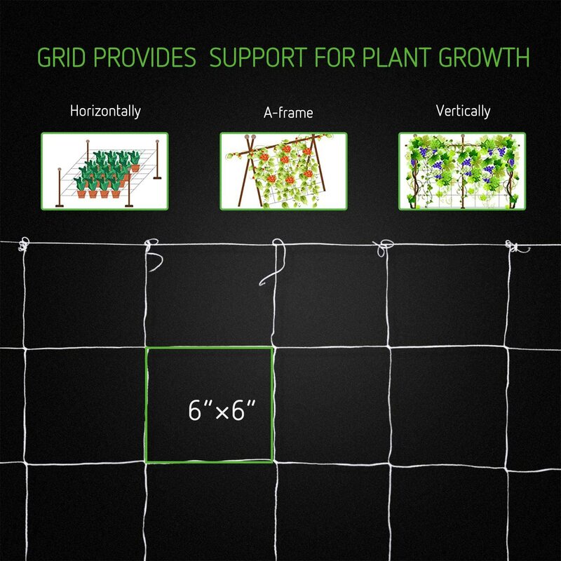 Jala 6 "4x8ft 5x5kaki 5x15ft 5x30ft 10x30ft tugas berat tanaman poliester mendukung jaring teralis untuk memanjat tanaman kebun jaring