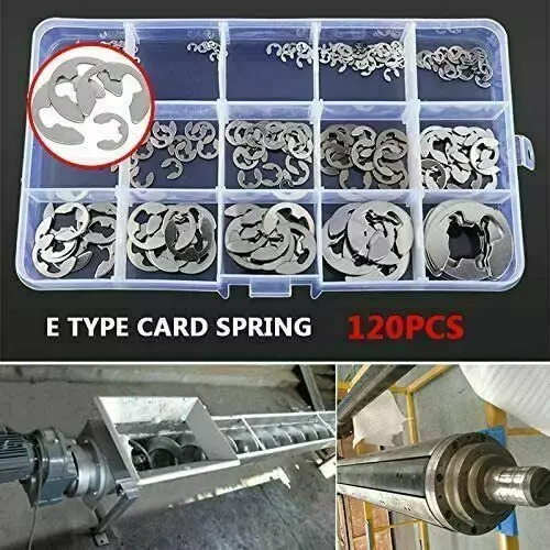 Stainless Steel E Clips C Circlip Kit Retaining Ring Assorted 1.5 - 10mm 120PCS