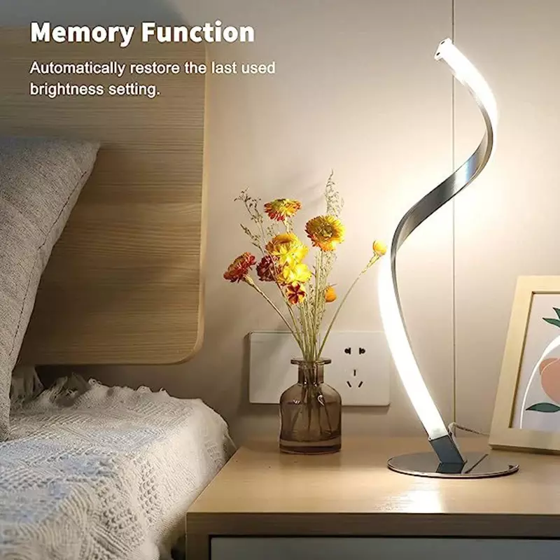 Lampu meja Spiral kesederhanaan Modern, dekorasi kreatif LED kamar tidur, lampu malam samping tempat tidur, lampu suasana belajar ruang tamu