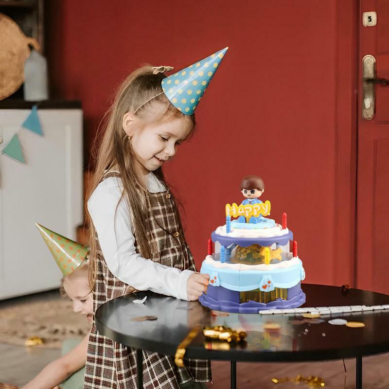 Электрический вращающийся музыкальный торт, игрушки, автоматическое пение, мигающий музыкальный мультяшный торт для мальчиков и девочек, товары на день рождения и Рождество