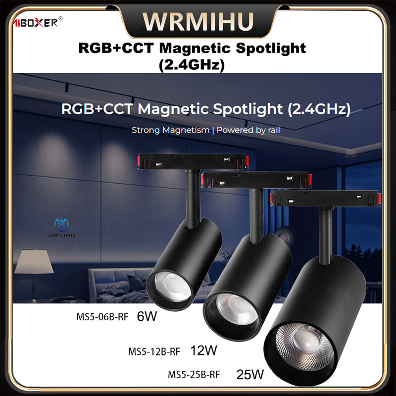 Miboxer DC48V Smart RGB+CCT Magnetic Spotlight 2.4G Hz RF 6W 12W 25W Guide rail light For Background lighting