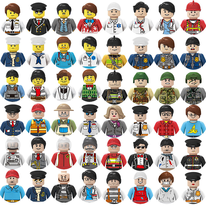 City Building Block Toys Different Mini Characters Action Figures Worker Doctor Student Police Fireman Pirate Sportsman Bricks