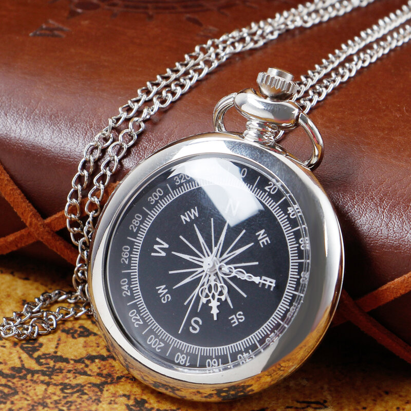 Collar de reloj de bolsillo de cuarzo Simple sin cubierta plateado para mujeres, hombres y niños, reloj minimalista masculino
