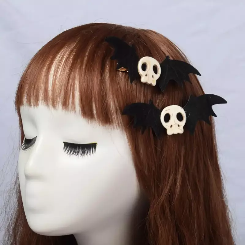 Gothic Lolita Halloween Skull ค้างคาว Blavk ปีก Hairpin คอสเพลย์สาวอุปกรณ์เสริมผมคลิป Headdress จัดส่งฟรี