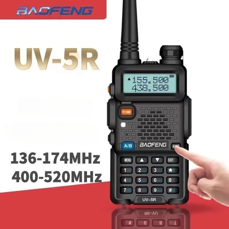 BAOFENG-UV-5R Walkie Talkie portátil, estação de rádio bidirecional, transceptor bidirecional, 1800mAh, Tri-Band CB, VHF, UHF, Camping