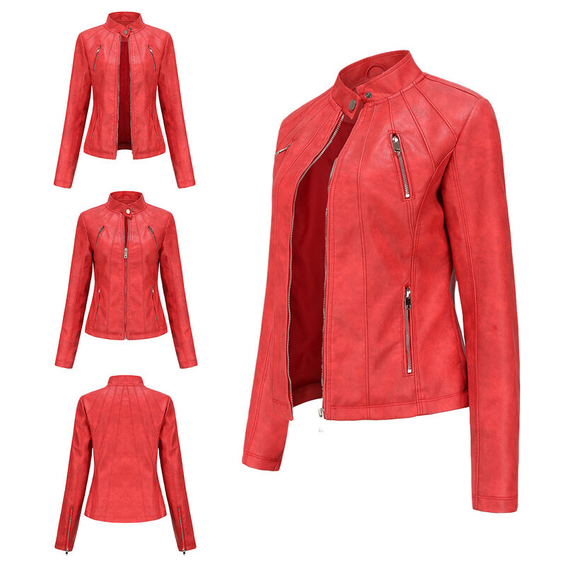 Jaket kulit pendek wanita, jaket kulit pendek populer wanita 2024baru, jaket tipis Musim Semi dan Musim Gugur