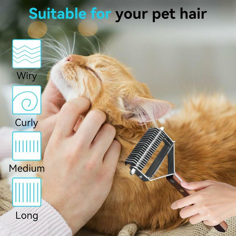 Sisir Dematting untuk hewan peliharaan, sisir kucing Dematting untuk alat perawatan rambut rontok dengan ujung bulat untuk anjing kucing kelinci dll