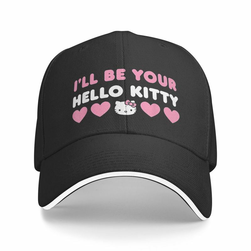 مرحبا كيتي قلوب قبعة بيسبول للرجال والنساء ، قبعة أبي قابلة للتعديل ، أزياء الأداء