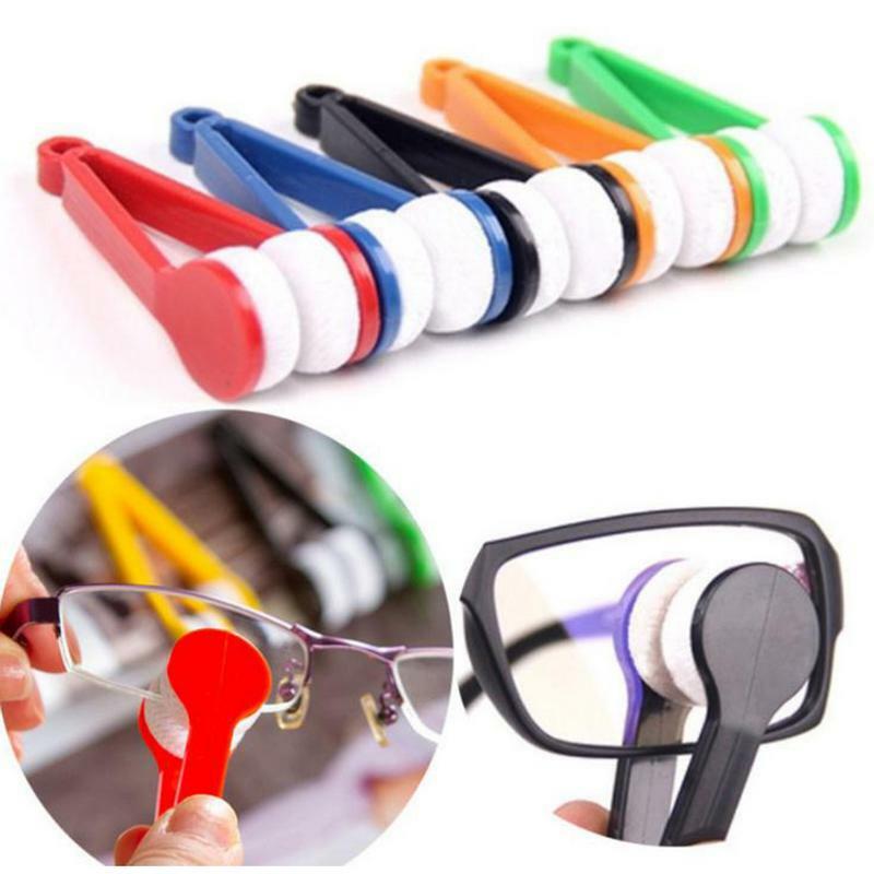 Mini limpiador de gafas portátil multifunción, 1 piezas, cepillo para frotar, limpiador de gafas de microfibra, herramientas de cepillo de limpieza