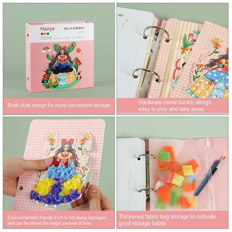 3D 프린세스 그리기 책 창의적 퍼즐 펑크 페인팅, 패션 디자인 그리기 책, 아트 DIY 장난감, 3 in 1