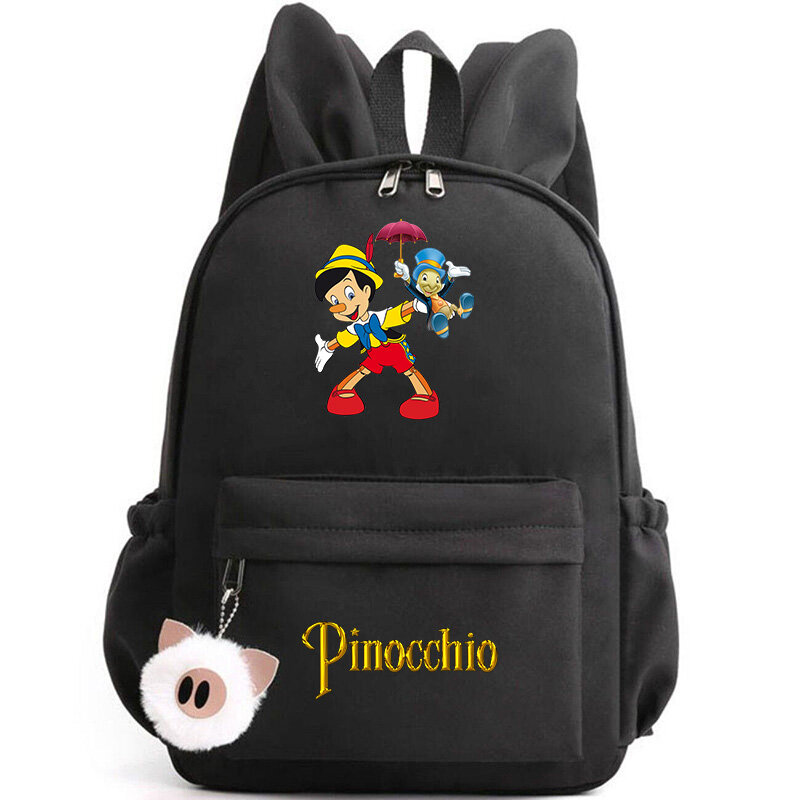 Cute Disney Pinocchio Backpack for Girls Boys Teenager Children Rucksack Casual School Bags Travel Backpacks Mochila