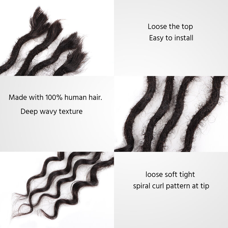 Human Hair Dreadlocks Extensions Freego Curly In the End 0.6cm Thickness Real Human Hair Full Head Handmade Can Be Dye ad bleach