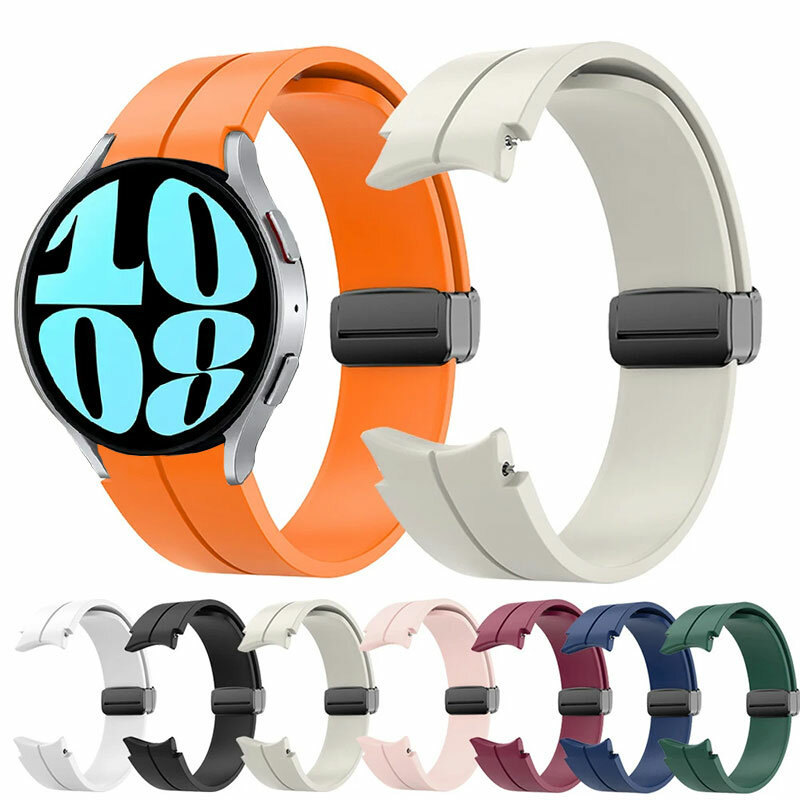 Bracelet en silicone No Gap pour Samsung Galaxy Watch, 6, 5/4, 40mm, 44mm, 5 Pro, 45mm, Bracelet magnétique d'origine, Montre, Ceinture classique, 4/6