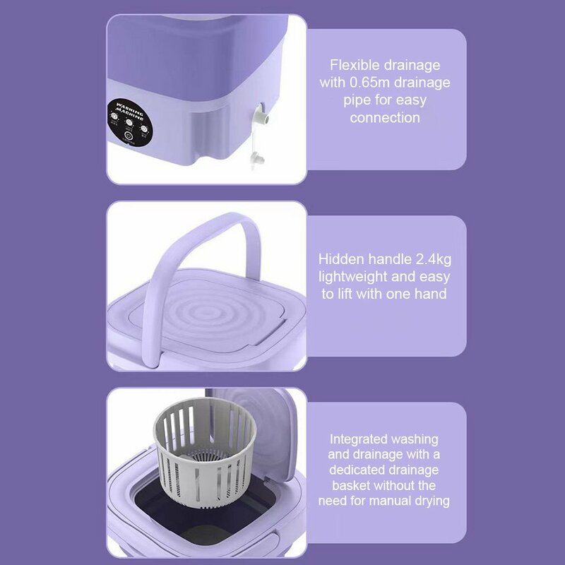 Folding Washing Machine Tool Ultrasonic Turbo Mini Washing Machine  Socks And Panties Cleaning Artifact Household Use Tools New