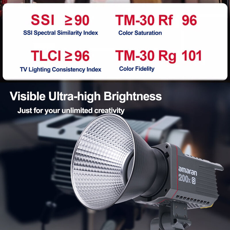 Aputure-luz de vídeo Amaran 200x S, iluminación de fotografía COB bicolor de 200w, Bluetooth, Control por aplicación para grabación de películas al aire libre