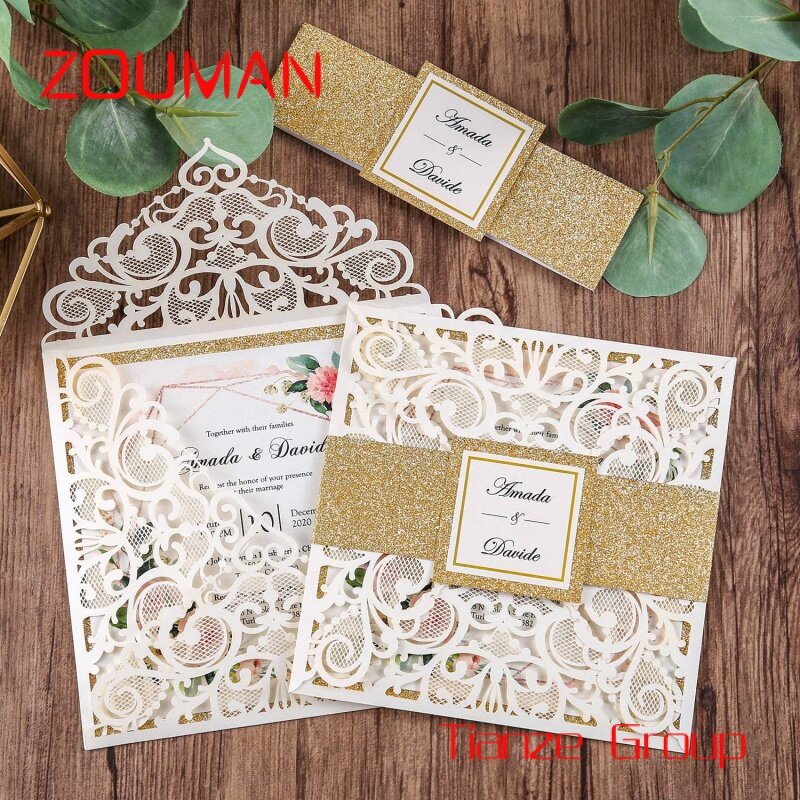 Carte d'invitation de mariage luxueuse de style royal, cartes d'enveloppe