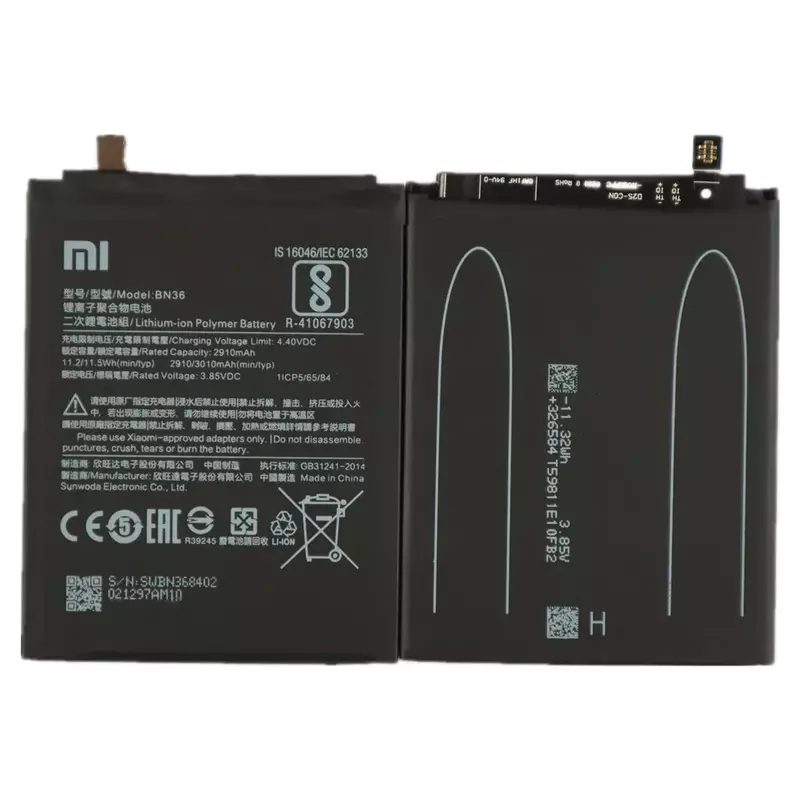 Batterie d'origine pour téléphone Xiaomi, BatBR, expédition rapide, outils, Mi 6X, A2 ata, 2024 mAh, 3000 ans, BN36, 24.com