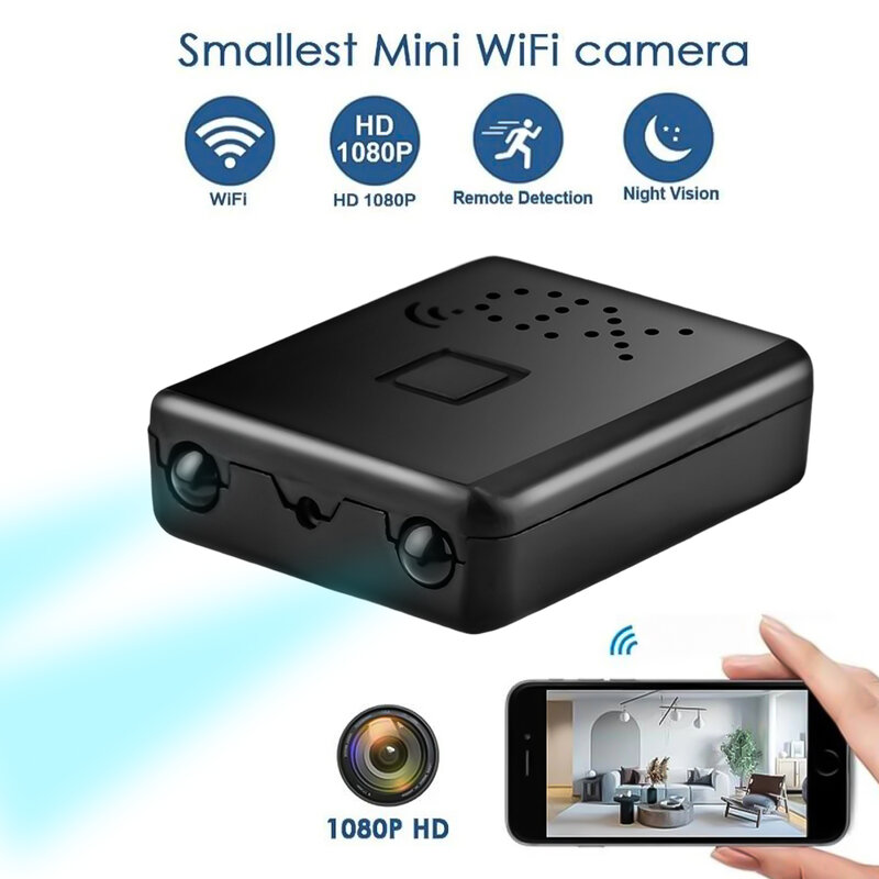 Kamera Mini Full HD 1080p, kamera perekam Audio dengan deteksi gerakan dan perekam untuk penglihatan malam keamanan rumah