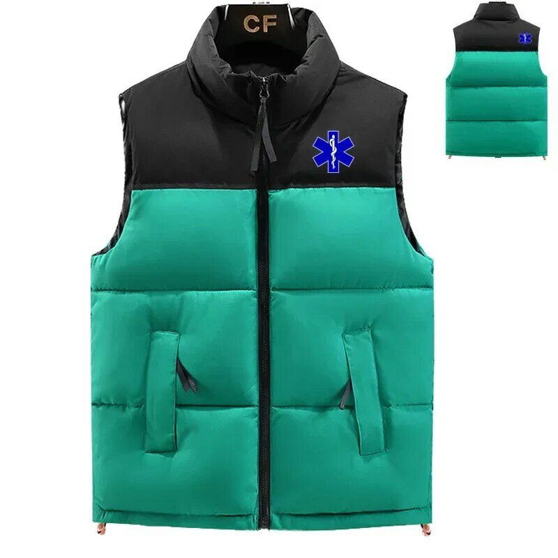 2023 мужская хлопковая куртка с принтом скорой помощи, высококлассная классическая мужская пуховая куртка, дизайнерский пуховик без рукавов для мужчин