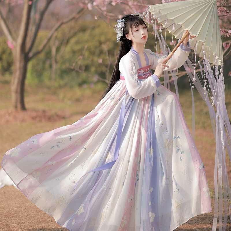 فستان رقص هانفو صيني تقليدي للنساء ، تأثيري ، زي خرافي ، سلالة الأغاني القديمة ، حجم كبير ، XL