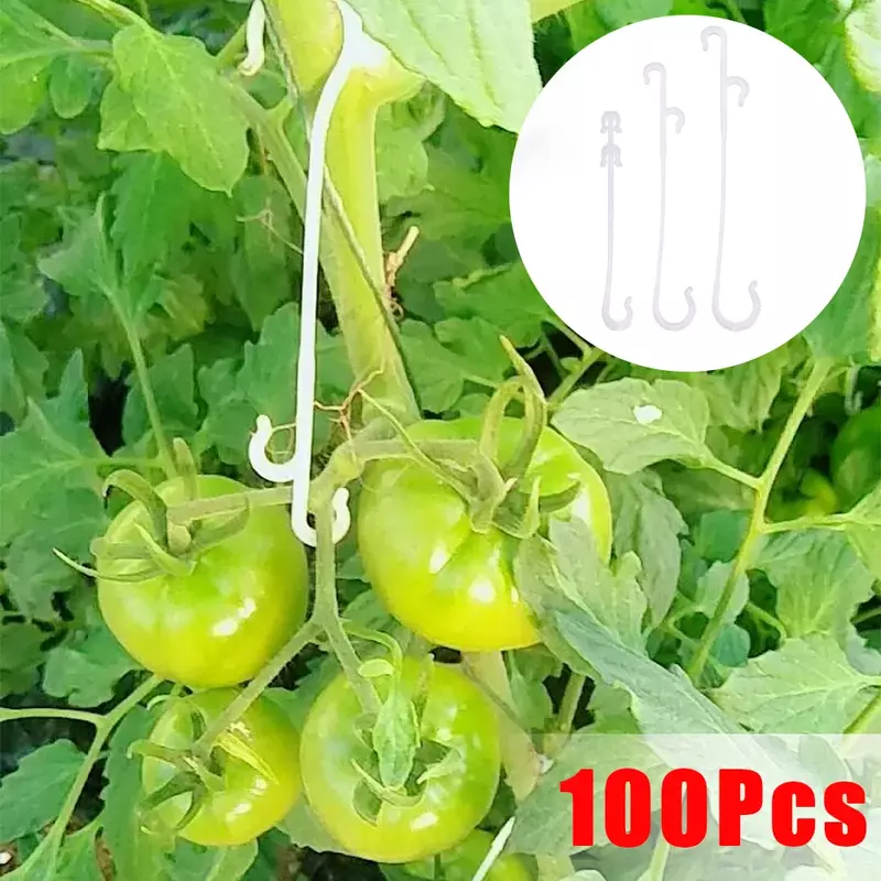 100/1 قطعة الطماطم النباتية دعم J شكل السنانير قابلة لإعادة الاستخدام النباتات النباتية تعريشة الكروم ثابت مشبك السنانير لمستلزمات البستنة