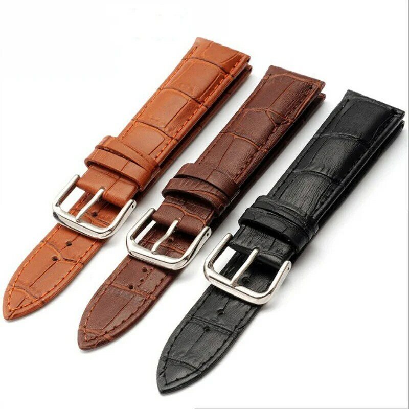 Universal Calfskin Leather Watch Band, Padrão de Bambu, Acessórios Unisex, 12mm, 14mm, 16mm, 18mm, 20mm, 22mm, 24mm