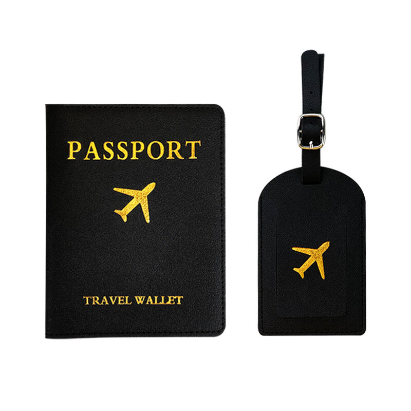 Etiqueta de equipaje de cuero PU para hombre y mujer, soporte de pasaporte, identificador de maleta, etiqueta de nombre, soporte de dirección de identificación, accesorios de viaje, 1 unidad