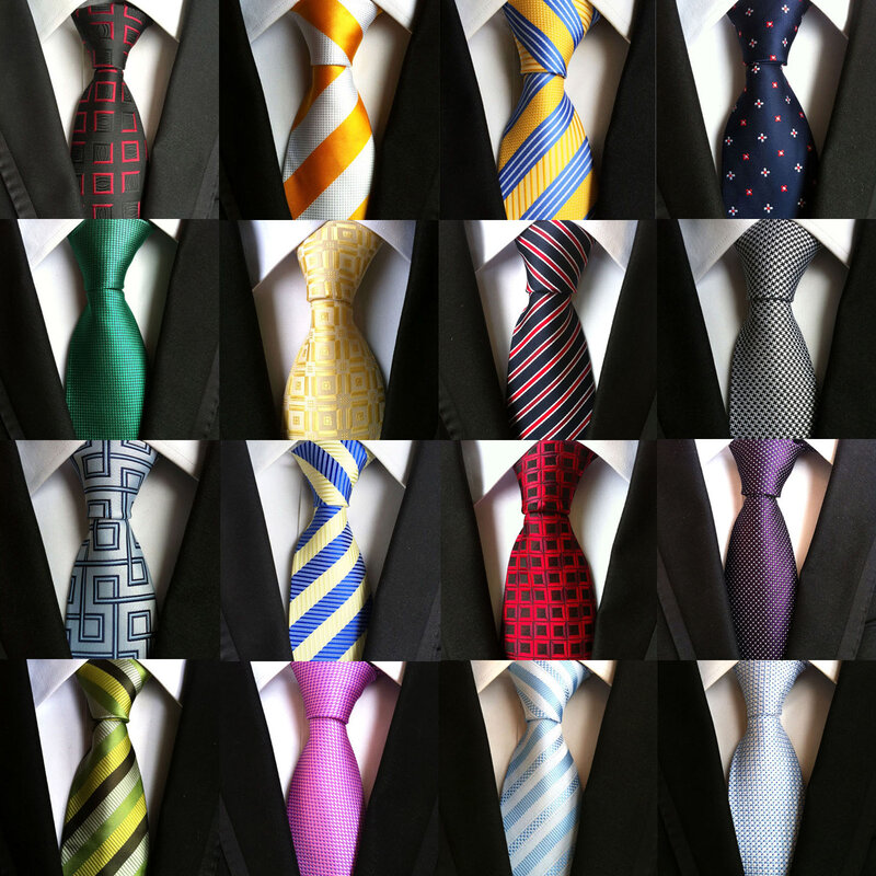 Corbata clásica de poliéster de 8CM para hombre, accesorios de seda a cuadros, lunares, rayas, fiesta de oficina, boda, regalo de moda