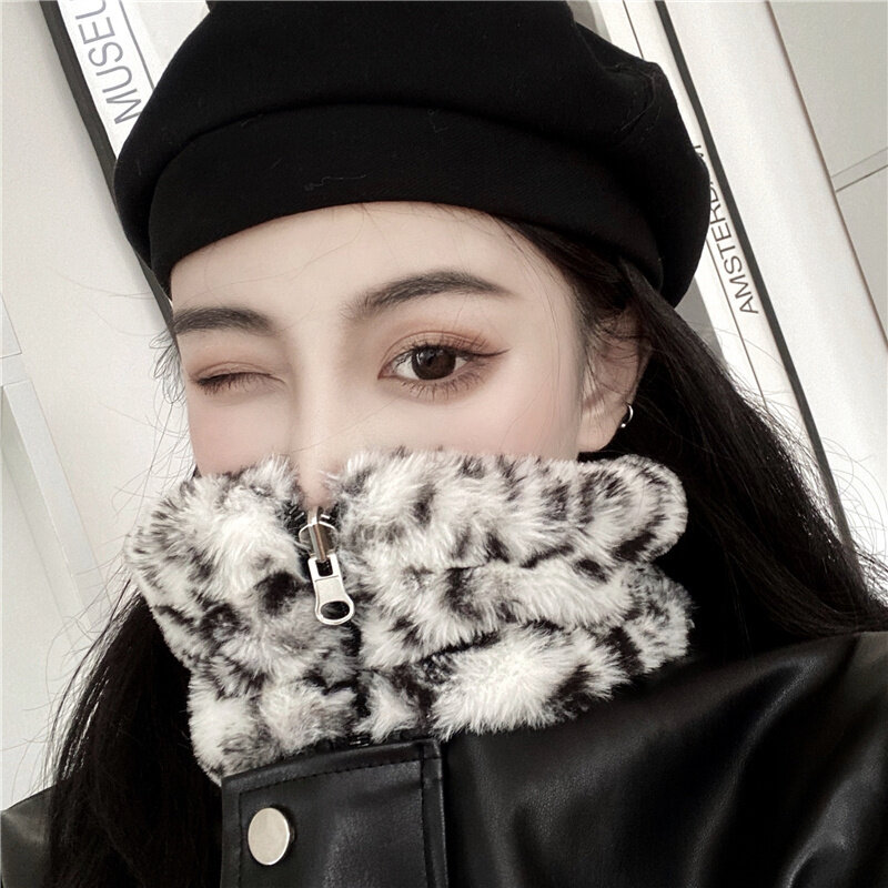 Cotton Jacket for Women New Leopard Print Motorcycle Jacket For Autumn Winter 2023 Thick PU Leather Jacket Made of Lamb Velvet