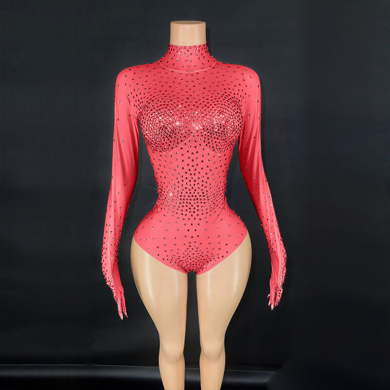 Customized New  Lace Transparent High Elastic Sequins Sexy Tight jumpsuit Birthday Party Long Dress Performance Dress