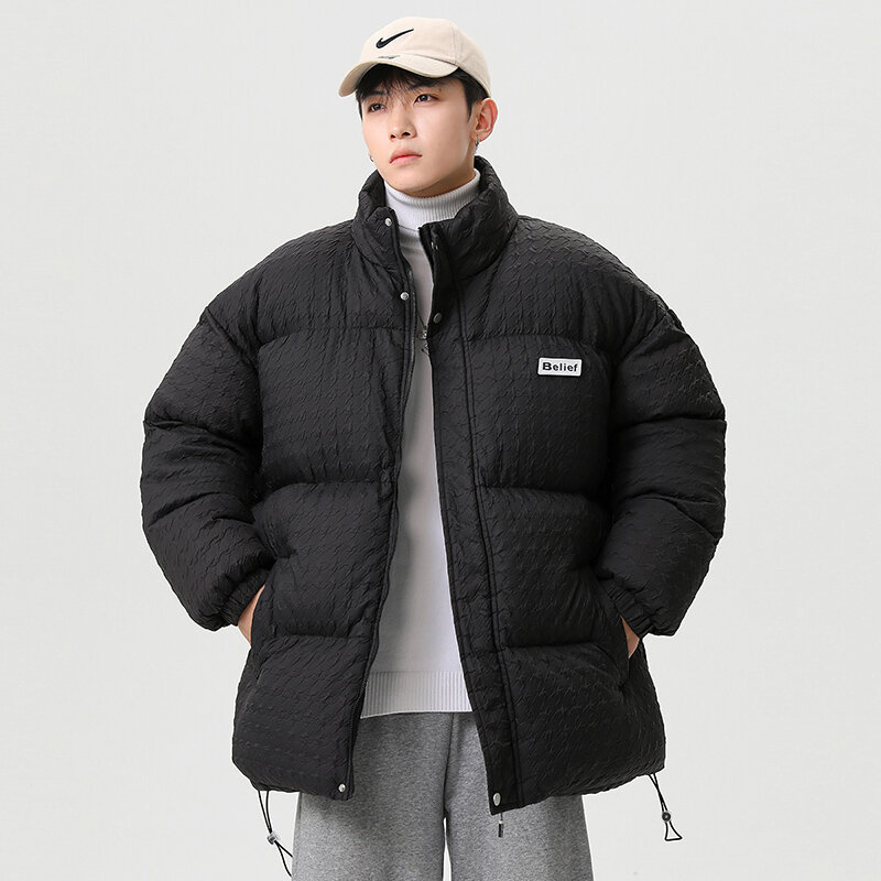 CAAYU-Chaqueta de plumón informal para hombre, abrigo de gran tamaño, ropa de calle japonesa, abrigo a prueba de viento, moda Harajuku, invierno, 2022