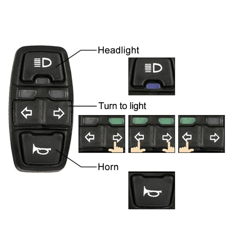 3 في 1 مصباح أمامي للدراجة الإلكترونية، مفاتيح بوق الضوء، مفاتيح سهلة وفعالة ABS
