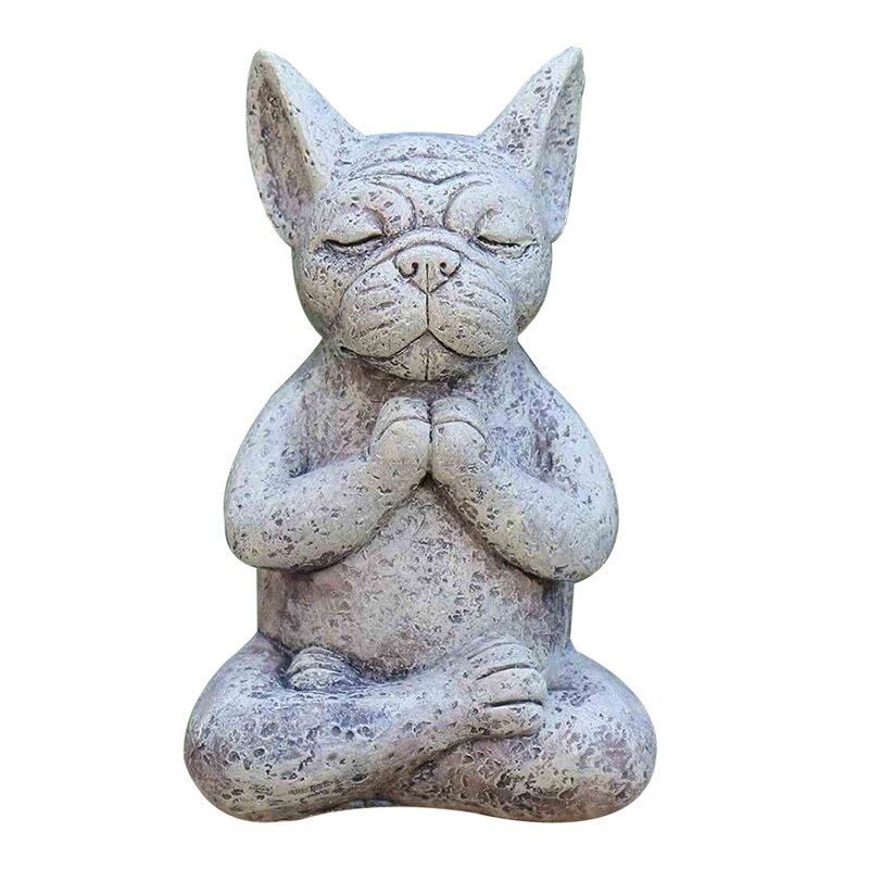 Bulldog francese meditando statua meditando Bulldog ornamento in resina, ornamento Bulldog Yoga