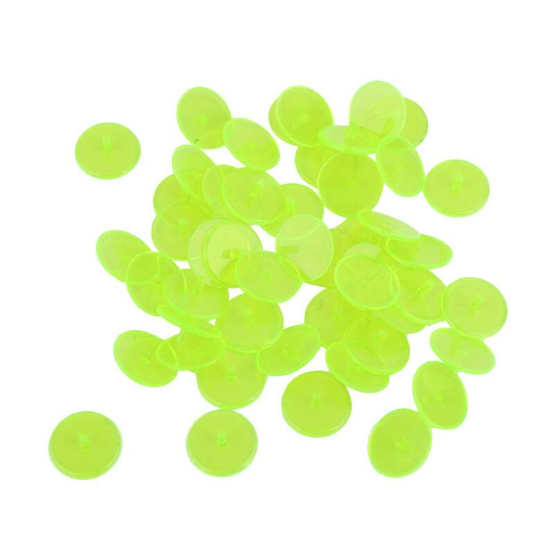 Marqueurs de balle de golf transparents ronds en plastique, jaune, vert, 50 pièces